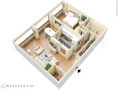One Bedroom One Bath: Beds - 1: Baths - 1: SqFt Range - 960 to 960