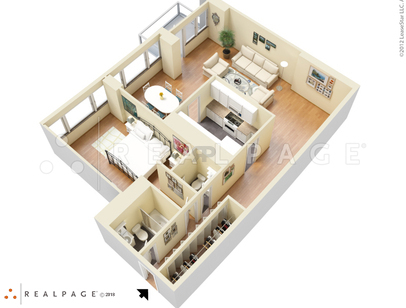 One Bedroom One Bath Balcony: Beds - 1: Baths - 1: SqFt Range - 1050 to 1050