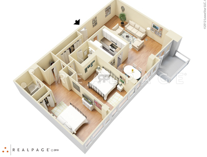 Two Bedroom Two Bath Balcony: Beds - 2: Baths - 2: SqFt Range - 1385 to 1385