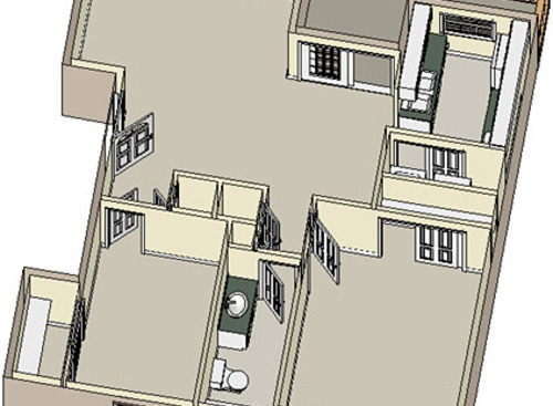 Two Bedroom w/laundry: Beds - 2: Baths - 1: SqFt Range - 860 to 860