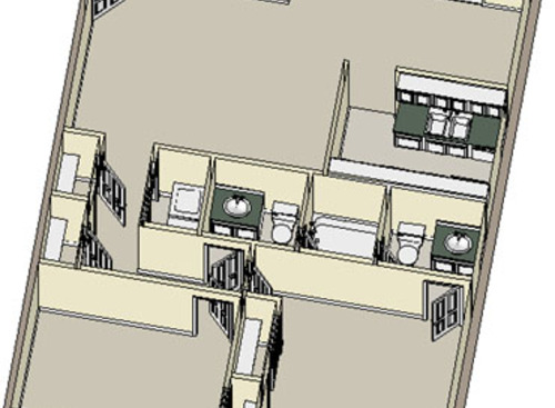 Two Bedroom Deluxe: Beds - 2: Baths - 1.5: SqFt Range - 1015 to 1075