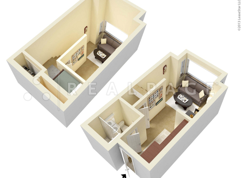 Studio with Loft: Beds - Studio: Baths - 1: SqFt Range - 375 to 565
