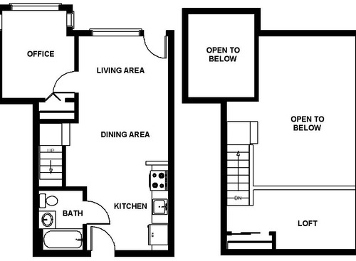 One Bedroom with Loft: Beds - 1: Baths - 1: SqFt Range - 565 to 725