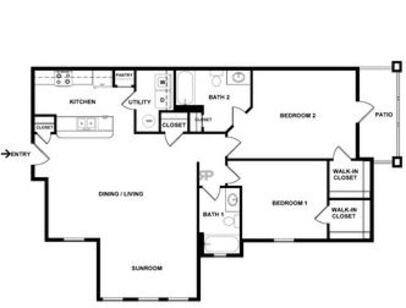 Blue Butterfly: Beds - 2: Baths - 2: SqFt Range - 1210 to 1210