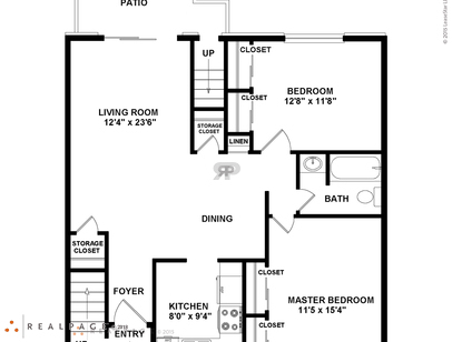 2 Bed 1 Bath Deluxe: Beds - 2: Baths - 1: SqFt Range - 948 to 948