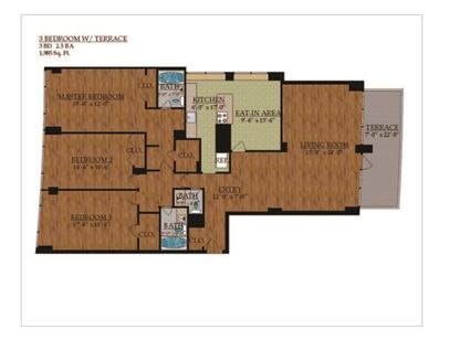 Three Bedroom 2.5 Bath Terrace: Beds - 3: Baths - 2.5: SqFt Range - 1985 to 1985