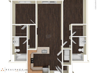 2 Bedroom w/Balcony: Beds - 2: Baths - 2: SqFt Range - 935 to 935