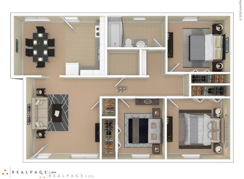 3 Bedroom: Beds - 3: Baths - 1: SqFt Range - 900 to 900