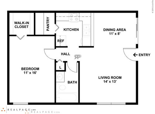 The Charleston: Beds - 1: Baths - 1: SqFt Range - 650 to 650
