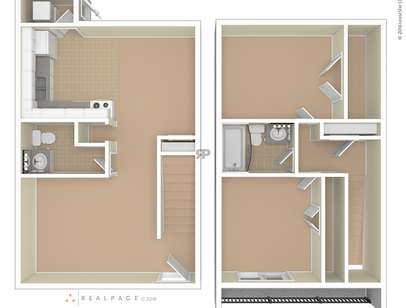 2 Bedroom TH: Beds - 2: Baths - 1.5: SqFt Range - 1127 to 1127