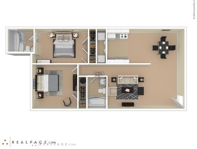 2 Bedroom: Beds - 2: Baths - 2: SqFt Range - 992 to 992