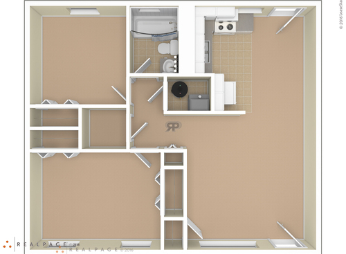 2 Bedroom HUD: Beds - 2: Baths - 1: SqFt Range - 817 to 817