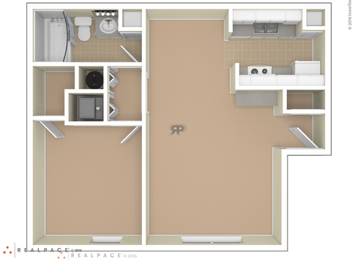 1 Bedroom: Beds - 1: Baths - 1: SqFt Range - 574 to 574