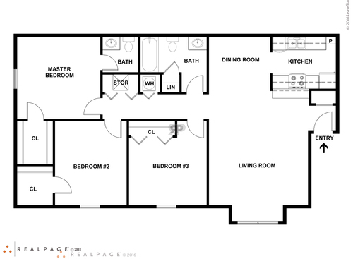 3 Bedroom: Beds - 3: Baths - 1.5: SqFt Range - 1051 to 1051