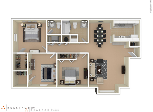 3 Bedroom: Beds - 3: Baths - 1.5: SqFt Range - 1051 to 1051