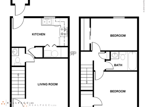 2  Bedroom TH: Beds - 2: Baths - 1.5: SqFt Range - 850 to 850