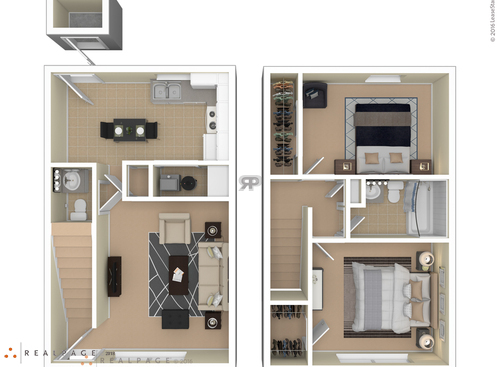 2  Bedroom TH: Beds - 2: Baths - 1.5: SqFt Range - 850 to 850
