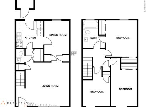 3  Bedroom TH: Beds - 3: Baths - 1.5: SqFt Range - 1100 to 1100
