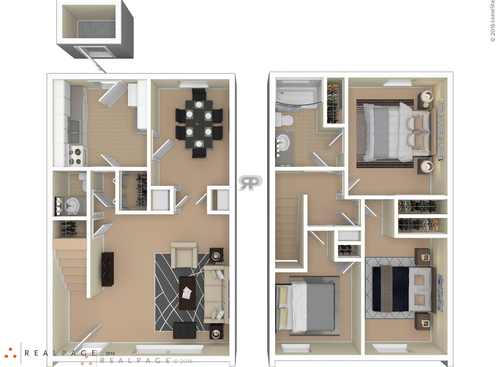 3  Bedroom TH: Beds - 3: Baths - 1.5: SqFt Range - 1100 to 1100