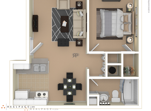 1 Bedroom: Beds - 1: Baths - 1: SqFt Range - 574 to 574