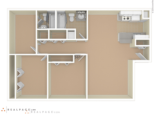 3 Bedroom: Beds - 3: Baths - 1.5: SqFt Range - 1051 to 1051