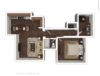 One Bedroom: Beds - 1: Baths - 1: SqFt Range - 620 to 620