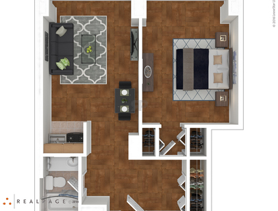 Junior One Bedroom One Bath: Beds - 1: Baths - 1: SqFt Range - 615 to 615