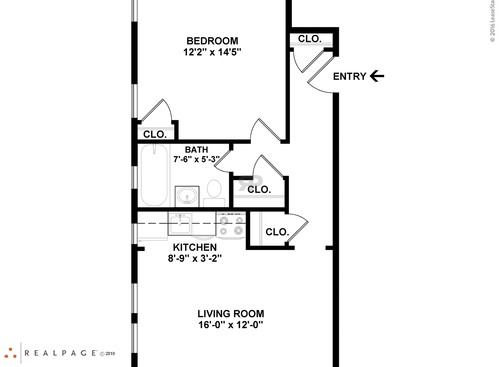 One Bedroom One Bath B: Beds - 1: Baths - 1: SqFt Range - 545 to 545