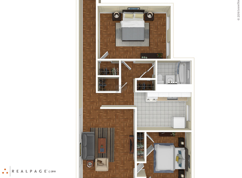 Two Bedroom One Bath: Beds - 2: Baths - 1: SqFt Range - 940 to 940