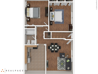 Large Two Bedroom One Bath: Beds - 2: Baths - 1: SqFt Range - 954 to 954
