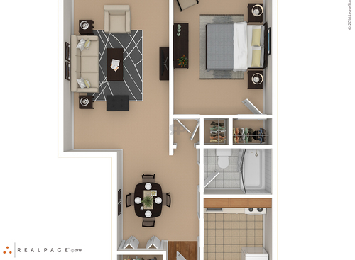 Junior One Bedroom One Bath A: Beds - 1: Baths - 1: SqFt Range - 638 to 638