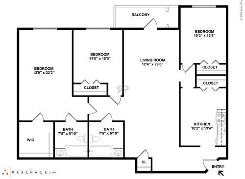 Three Bedroom Two Bath: Beds - 3: Baths - 2: SqFt Range - 1400 to 1400