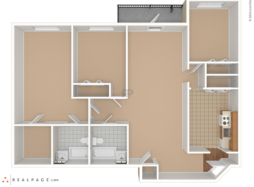 Three Bedroom Two Bath: Beds - 3: Baths - 2: SqFt Range - 1400 to 1400