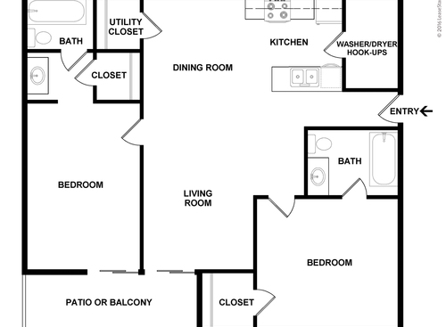 2 Bedroom: Beds - 2: Baths - 2: SqFt Range - 1035 to 1035