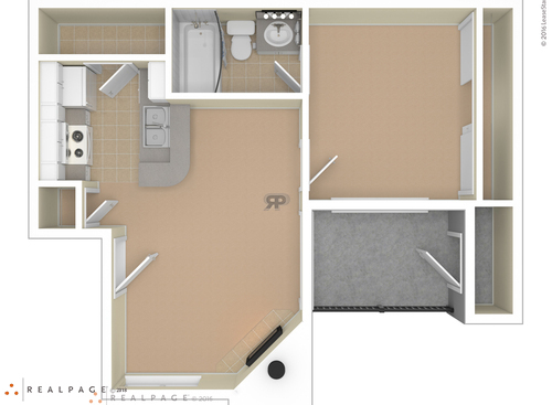 1 Bedroom: Beds - 1: Baths - 1: SqFt Range - 504 to 504