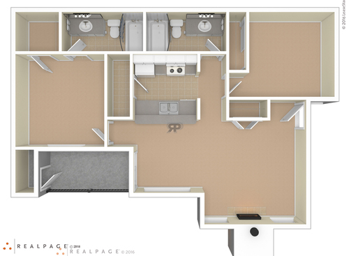 2 Bedroom: Beds - 2: Baths - 2: SqFt Range - 875 to 875