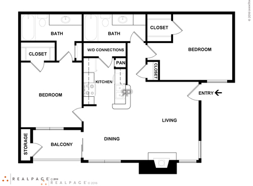 2 Bedroom: Beds - 2: Baths - 2: SqFt Range - 966 to 966