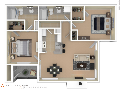 2 Bedroom: Beds - 2: Baths - 2: SqFt Range - 966 to 966