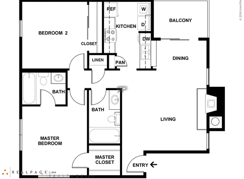 2 Bedroom: Beds - 2: Baths - 2: SqFt Range - 860 to 860