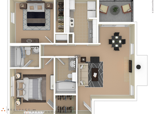 2 Bedroom: Beds - 2: Baths - 2: SqFt Range - 860 to 860