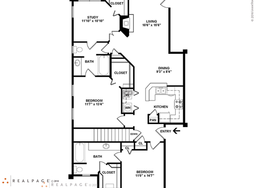 B4 - 2 Bedroom: Beds - 3: Baths - 2: SqFt Range - 1265 to 1265
