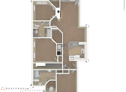 B4 - 2 Bedroom: Beds - 3: Baths - 2: SqFt Range - 1265 to 1265