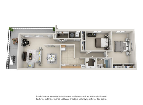 Juliet: Beds - 2: Baths - 1: SqFt Range - 1009 to 1009