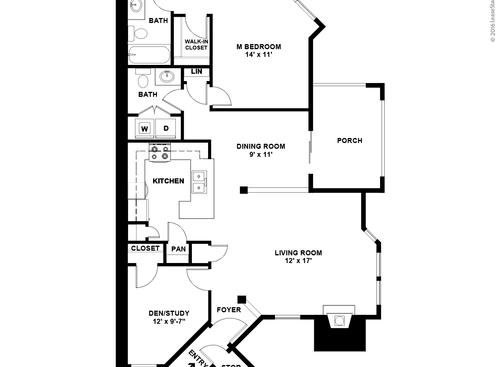 One Bedroom w/ Study : Beds - 1: Baths - 1.5: SqFt Range - 975 to 975