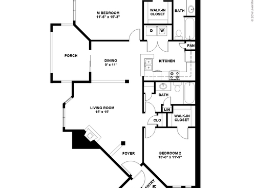 Two Bedroom: Beds - 2: Baths - 2: SqFt Range - 1165 to 1165