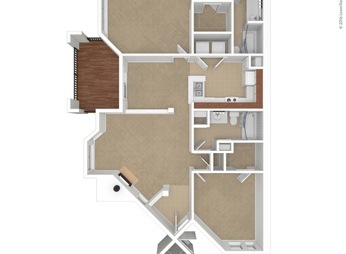 Two Bedroom: Beds - 2: Baths - 2: SqFt Range - 1165 to 1165