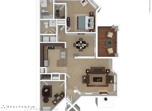 One Bedroom w/ Study : Beds - 1: Baths - 1.5: SqFt Range - 975 to 975