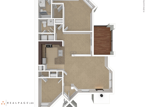 One Bedroom w/ Study : Beds - 1: Baths - 1.5: SqFt Range - 975 to 975