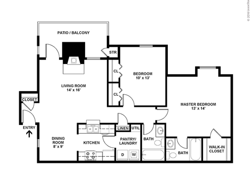 Two Bedroom: Beds - 2: Baths - 2: SqFt Range - 1025 to 1025