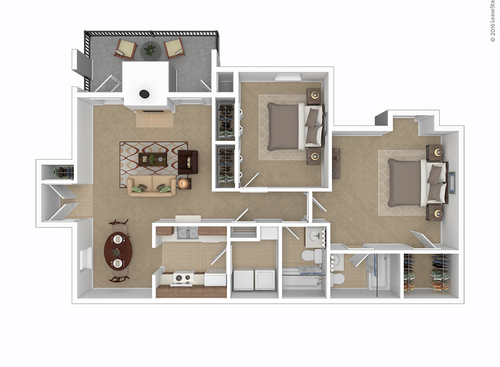 Two Bedroom: Beds - 2: Baths - 2: SqFt Range - 1025 to 1025